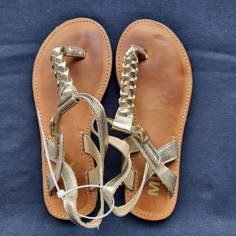 MIA Mini Annae Girl's T-Strap Soft Gold Sandals